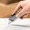 CUTTER AUTORETRACTIL CON HOJA ACERO SK5 CARCASA DE ALUMINIO DISEÑO ERGONOMICO, CUCHILLO SEGURIDAD, CUTTERS SEGURIDA