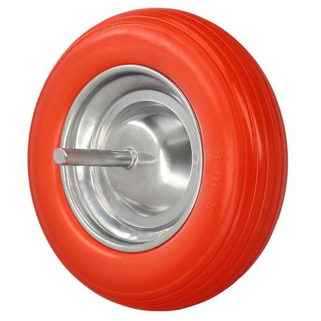 RUEDA CARRETILLA OBRA / JARDIN MACIZA LLANTA ACERO PLUS NARANJA IMPINCHABLE, PARA EJE Ø 19 MM RUEDA Ø 35 CM