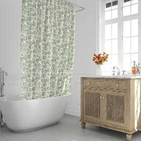 CORTINA DUCHA HOJAS VERDES 180X200 CM. IMPERMEABLE