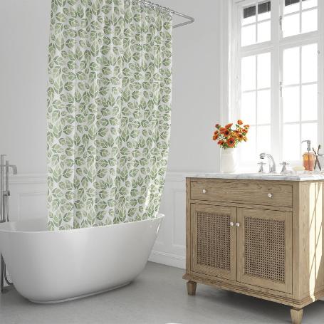 CORTINA DUCHA HOJAS VERDES 180X200 CM. IMPERMEABLE