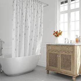 CORTINA DUCHA GOTAS GRIS 180X200 CM. IMPERMEABLE