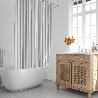 CORTINA DUCHA RAYAS BLANCAS 180X200 CM. IMPERMEABLE