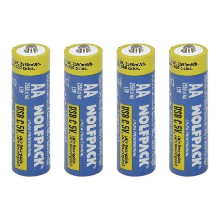 PILA LITIO RECARGABLE AA 1,5V USB-C (4 UNIDADES)