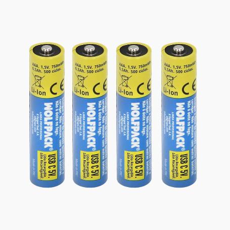 PILA LITIO RECARGABLE AAA 1,5V USB-C (4 UNIDADES)