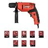 TALADRO PERCUTOR 550 WATT 13 MM. CON VARIADOR DE VELOCIDAD. INCLUYE EMPUÑADURA Y GUIA METALICA.