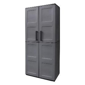 ARMARIO RESINA ALTO 68X37X163 CM. CON PORTAESCOBAS. COLOR GRIS OSCURO