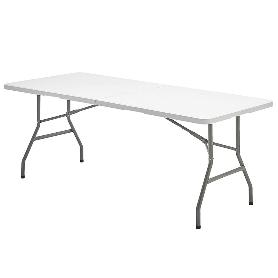 MESA PLEGABLE RECTANGULAR HDPE 244X76X74 CM. COLOR BLANCO