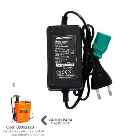 CARGADOR PARA BATERIA PARA SULFATADORA. 08052120