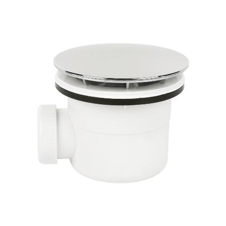 VÁLVULA SIFÓNICA PLATO DE DUCHA Ø90 MM CON SALIDA Ø32-40 MM Y EMBELLECEDOR CROMADO ALTURA 86 MM
