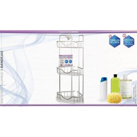 ESTANTERIA RINCONERA ALUMINIO PARA DUCHA 3 BANDEJAS,FACIL MONTAJE,ANTIOXIDO