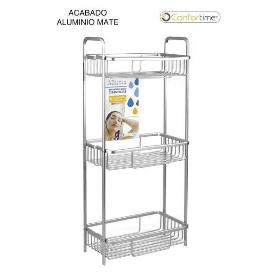 ESTANTERIA BAÑO Y DUCHA 3 BANDJEAS ALLUMA ALUMINIO ACABADO MATE  CONFORTIME