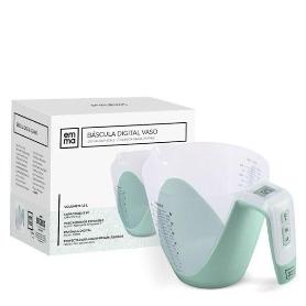 BASCULA DE COCINA DIGITAL VASO VERDE 1,5 LTS CAPACIDAD 5 KGS. EMMA
