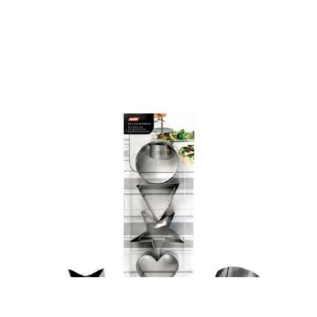 IBILI SET 4 AROS DE EMPLATAR INOXIDABLE FORMA CORAZON,TRIANGULO,ESTRELLA REF 716060
