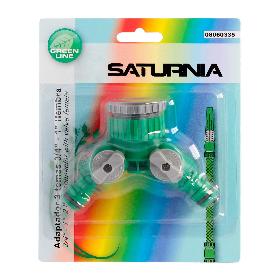 ADAPTADOR MANGUERA PLASTICO 3/4 - 1 HEMBRA  CON 2 TOMAS BLISTER