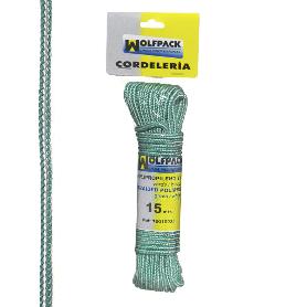 CUERDA TRENZADA POLIPROPILENO BLANCA / VERDE (MADEJA 15 M.)
