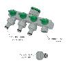 ADAPTADOR MANGUERA PLASTICO 3/4 - 1  4 VIAS, DISTRIBUIDOR 4 VIAS, DIVISOR MANGUERA, AJUSTE INDEPENDIENTE, TOMAS 1/2