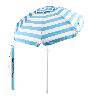 SOMBRILLA PLAYA ALUMINIO / POLIESTER Ø 200 CM. AZUL Y  BLANCA. VARILLAS FIBRA DE VIDRIO. PROTECCIÓN UV. SISTEMA ANT