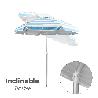 SOMBRILLA PLAYA ALUMINIO / POLIESTER Ø 200 CM. AZUL Y  BLANCA. VARILLAS FIBRA DE VIDRIO. PROTECCIÓN UV. SISTEMA ANT