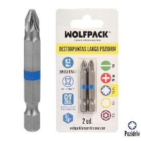 DESTORPUNTAS LARGO POZIDRIV Nº 2 (2 PIEZAS) ACERO S2 AL CROMO VANADIO. PUNTAS HEXAGONALES, DESTORPUNTAS,