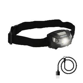 LINTERNA LED FRONTAL CABEZA LITIO USB RECARGABLE. 3 MODOS DE LUZ. 120 LUM. SENSOR DE ENCENDIDO Y APAGADO.