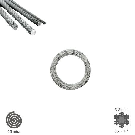 CABLE GALVANIZADO   2 MM. (ROLLO 25 METROS) NO ELEVACION