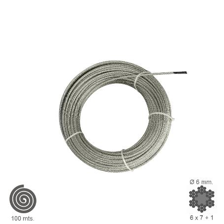 CABLE GALVANIZADO   6 MM. (ROLLO 100 METROS) NO ELEVACION