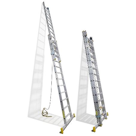 ESCALERA ALUMINIO 2 TRAMOS MECANICA 14 PELDAÑOS. PLEGABLE, TELESCÓPICA, ANTIDESLIZANTE, RESISTENTE