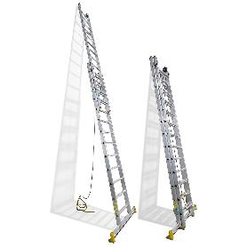 ESCALERA ALUMINIO 2 TRAMOS MECANICA 14 PELDAÑOS. PLEGABLE, TELESCÓPICA, ANTIDESLIZANTE, RESISTENTE