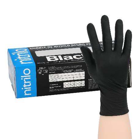 GUANTE DESECHABLE NITRILO NEGRO XL 5,5 GMS. GRUESOS CAJA 100 GUANTES.