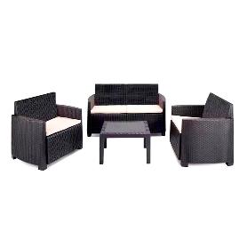 TRESILLO ARENA ANTRACITA 4 PIEZAS 8 COJINES