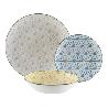 VAJILLA PORCELANA ROMBO TRICOLOR 18 PIEZAS