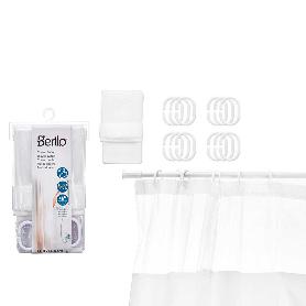 CORTINA BAÑO 180X180 CM +  ANILLAS BLANCA