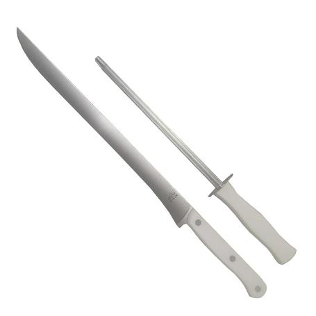 CUCHILLO JAMON + CHAIRA BLANCO 26 CM