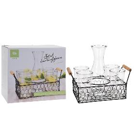 CESTA + 4 VASOS + JARRA