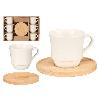 TAZAS PORCELANA 90 ML APILABLE PLATOS BAMBU CAFE