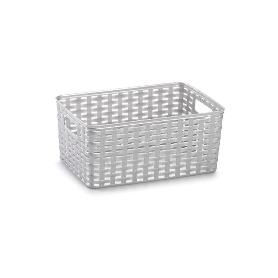 CESTA MIMBRE 29X19,5 CM PLATA