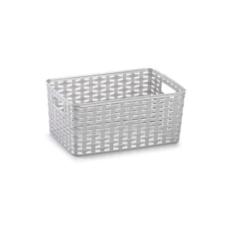 CESTA MIMBRE 29X19,5 CM PLATA