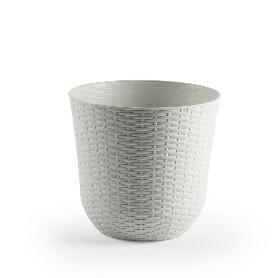 MACETA REDONDA RATTAN 25X25X23CM MARFIL