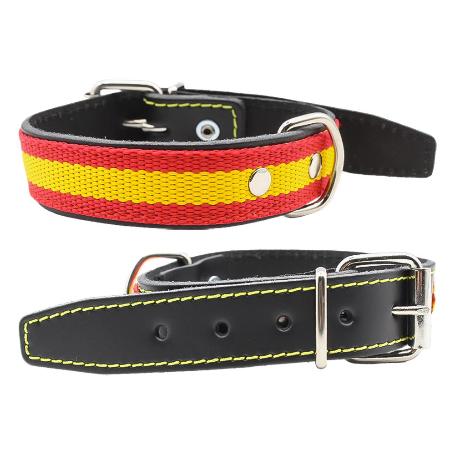 COLLAR CUERO BANDERA ESPAÑA 45 CM