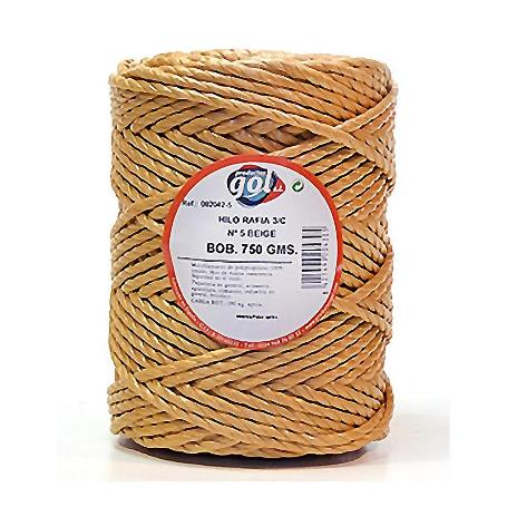 CUERDA RAFIA 3 CABOS N5 GORDA BEIG 750GR
