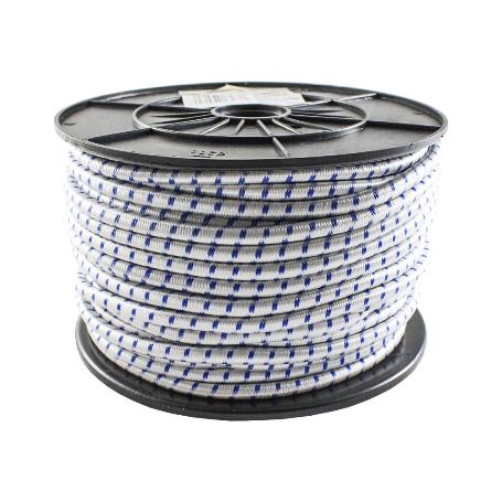 CORDON ELASTICO 8 MM BLANCO/AZUL 50MT