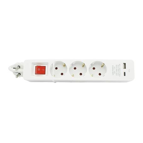 BASE MULTIPLE 3T CON USB+A+C 3680W BLANCO