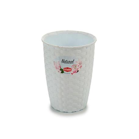 MACETA PLASTICO RATAN BLANCA 14 CM