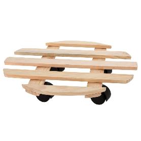 SOPORTE MACETAS RUEDAS MADERA 35 CM