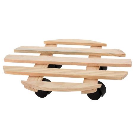 SOPORTE MACETAS RUEDAS MADERA 35 CM
