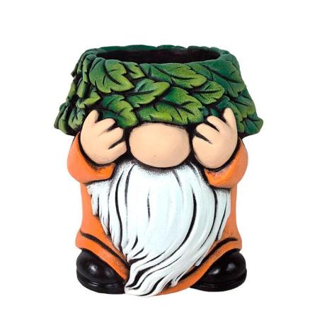 MACETERO ENANO CABEZA HOJAS L 53X35X20 CM