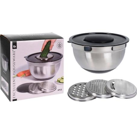 ENSALADERA + RALLADOR + MEZCLADOR 4 PIEZAS