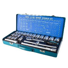 LLAVES CARRACA Y VASOS 24 PZ CAJA METALICA