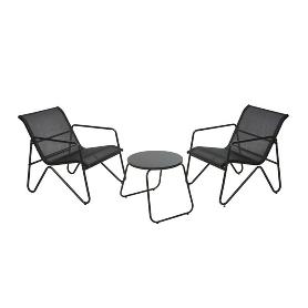 MESA 47X43 CM + 2 SILLONES METAL TEXTILENE