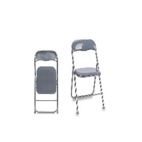 SILLA PLEGABLE METAL GRIS BRILLO